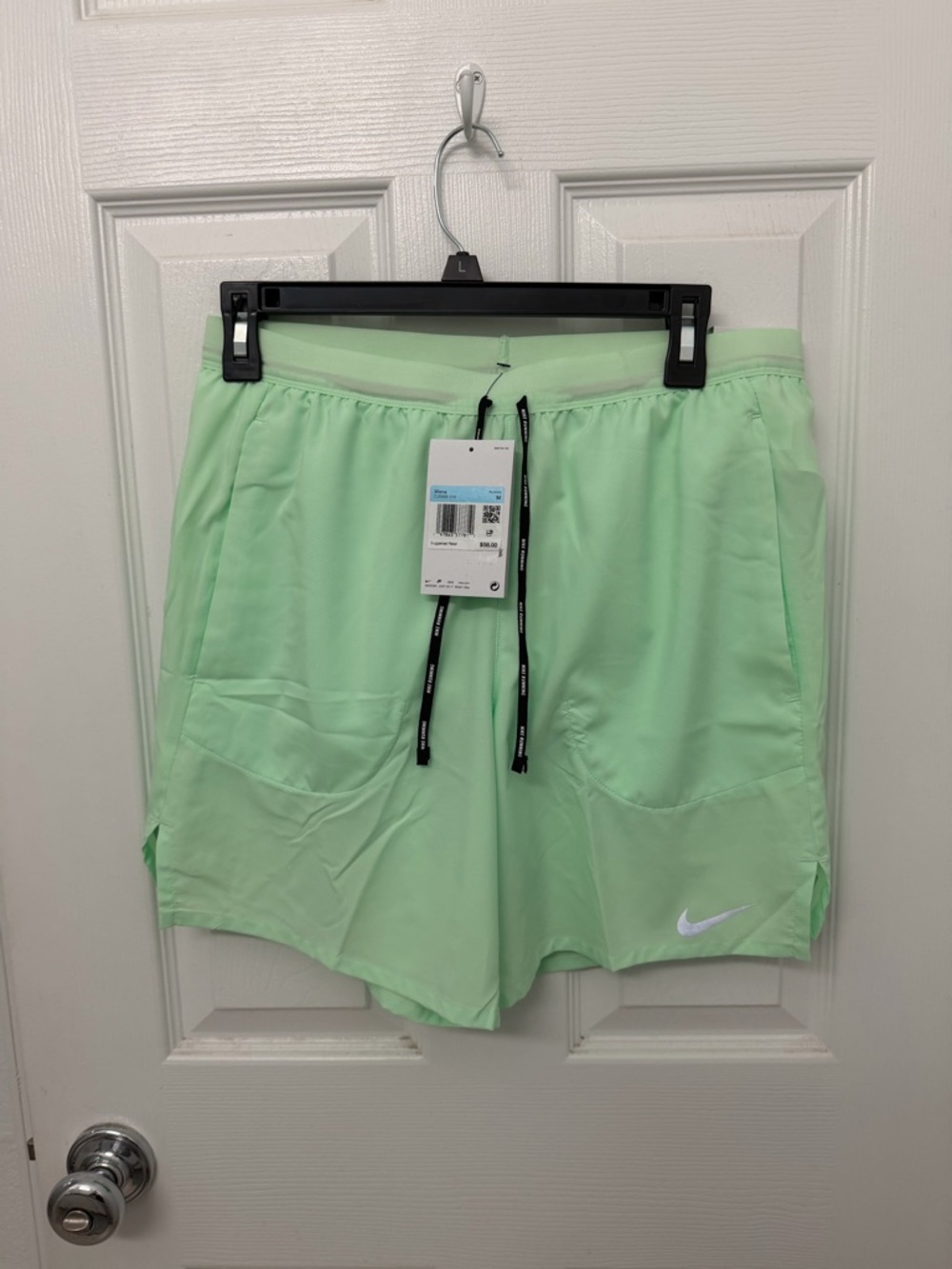 Nike DriFit Flex Stride Mens Green Running Shorts with Black Drawcord size M new
